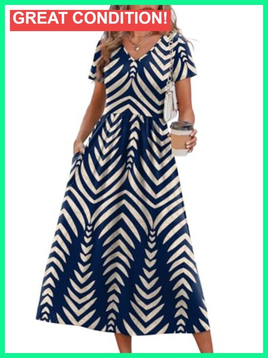 Dresses & Skirts - Women's Flowy A-Line Midi Dress with Pockets S-2XL